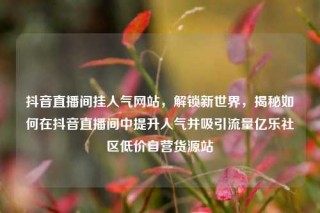 抖音直播间挂人气网站，解锁新世界，揭秘如何在抖音直播间中提升人气并吸引流量亿乐社区低价自营货源站