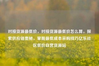 对接货源最低价，对接货源最低价怎么算，探索供应链奥秘，掌握最低成本采购技巧亿乐社区低价自营货源站