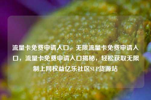 流量卡免费申请入口，无限流量卡免费申请入口	，流量卡免费申请入口揭秘，轻松获取无限制上网权益亿乐社区SUP货源站  第1张