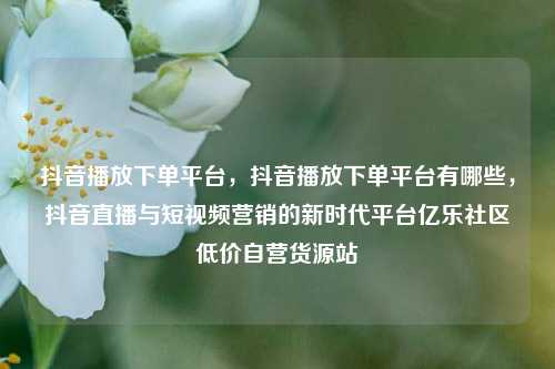 抖音播放下单平台，抖音播放下单平台有哪些，抖音直播与短视频营销的新时代平台亿乐社区低价自营货源站  第1张