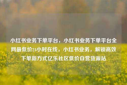小红书业务下单平台，小红书业务下单平台全网最低价24小时在线，小红书业务	，解锁高效下单新方式亿乐社区低价自营货源站  第1张